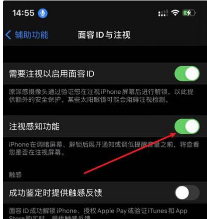 灌南苹果14维修网点分享iPhone14注视感知功能有什么用 